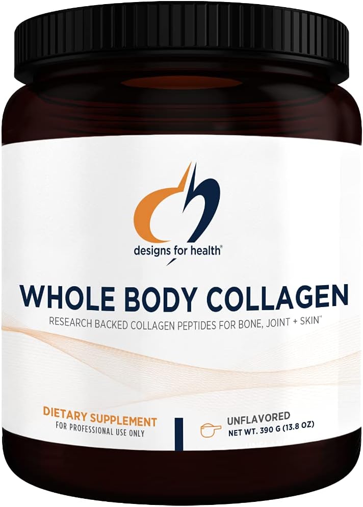 2-Pack Designs for Health Whole Body Collagen Powder, Flavorless Collagen Peptide Drink Mix for Water, Shakes and Smoothies, Bone, Skin and Joint Support, 30 Servings/390g Each