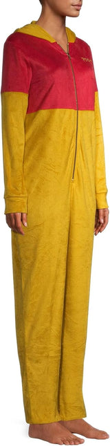Disney Winnie the Pooh Womens Fleece Pajama Union Suit, Yellow, X-Large