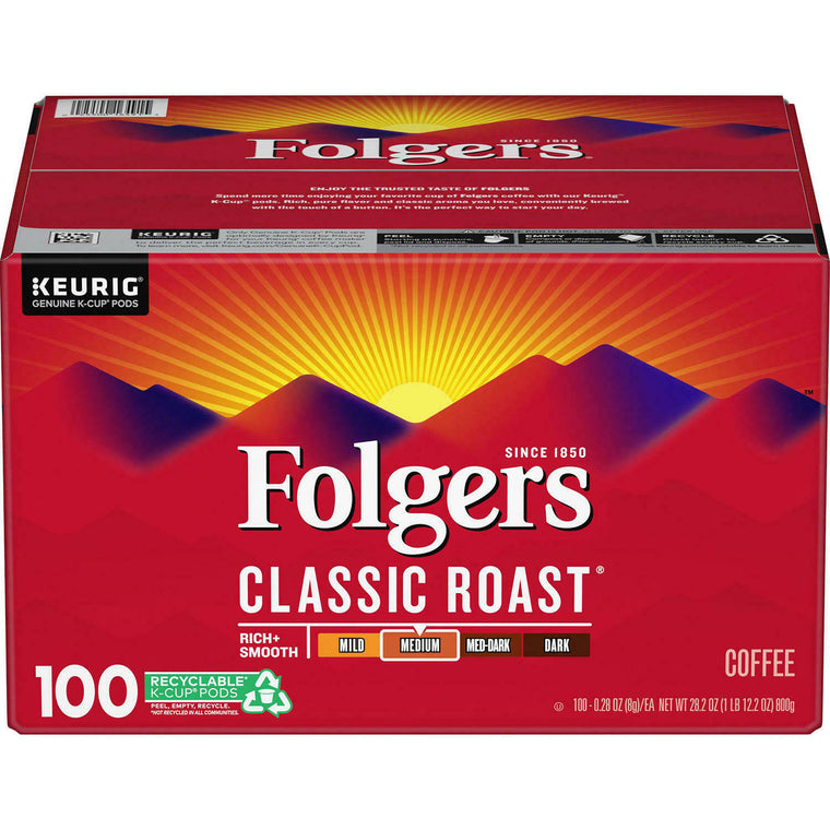 Folgers Classic Roast Coffee K-Cups, 100 Count