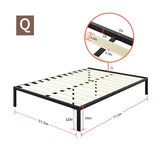 PrimaSleep Full-Size 18-Inch Heavy-Duty Steel Slat Bed Frame in Black with Anti-Slip Support, No-Noise Construction, Easy Assembly, and No Box Spring Required