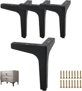 Set of 4 4-Inch Black Metal Furniture Legs, Modern Replacement Feet for Cabinets, Dressers, Tables, Sofas, Nightstands, Chairs, Couches, and Ottomans