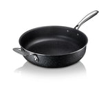 Granitestone Jumbo Nonstick Cooker with Lid, Family-Sized Triple-Coated Open Skillet with Stainless Steel Stay-Cool Helper Handle, Oven and Dishwasher Safe