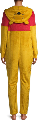 Disney Winnie the Pooh Womens Fleece Pajama Union Suit, Yellow, X-Large