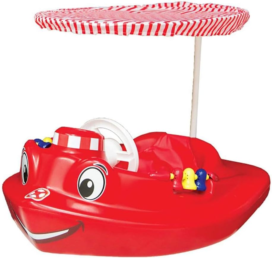 SwimWays Molded Plastic Baby Tug Boat Float with Canopy and Interactive Toys