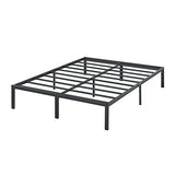 PrimaSleep Full-Size 18-Inch Heavy-Duty Steel Slat Bed Frame in Black with Anti-Slip Support, No-Noise Construction, Easy Assembly, and No Box Spring Required