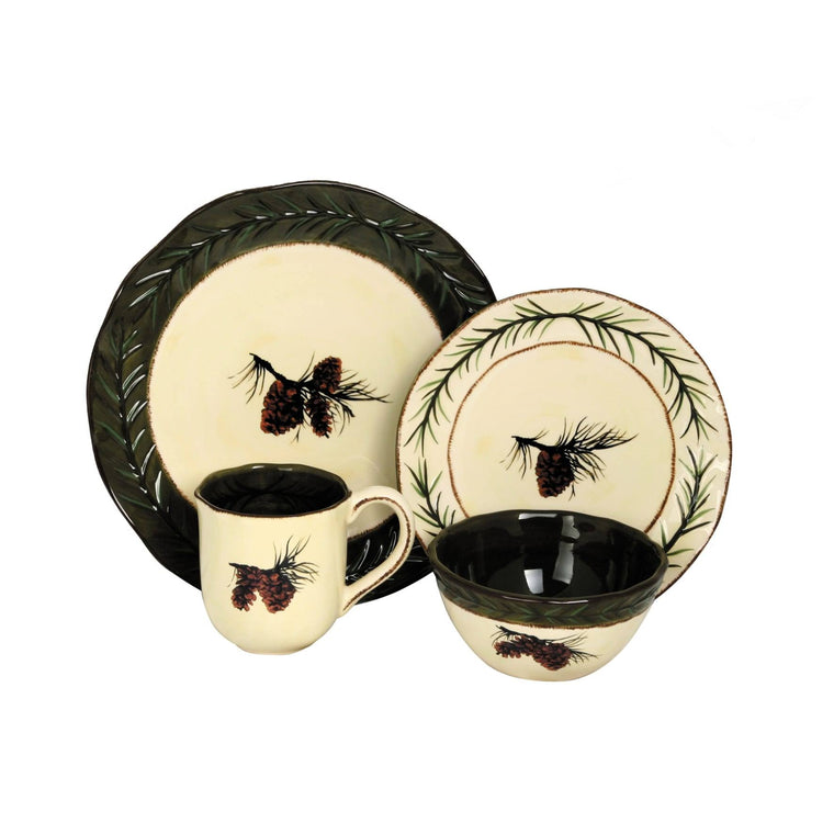 16-Piece Pine Cone Dinnerware Collection by HiEnd Accents