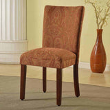 HomePop Parsons Dining Chair with Red and Gold Damask Upholstery