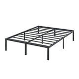 PrimaSleep Full-Size 18-Inch Heavy-Duty Steel Slat Bed Frame in Black with Anti-Slip Support, No-Noise Construction, Easy Assembly, and No Box Spring Required