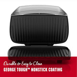 George Foreman 9-Serving Electric Grill and Panini Press with Basic Plates, 144-Square-Inch Surface, Platinum, GR2144P
