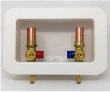 Washing Machine Outlet Box and Valve Assembly Kit with Water Hammer Arrestor, 1/2 F1807 PEX x 3/4 MHT Hose Male Connector, Lead-Free Copper Risers, Long Shank and Easy Shutoff