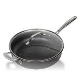 Granitestone Jumbo Nonstick Cooker with Lid, Family-Sized Triple-Coated Open Skillet with Stainless Steel Stay-Cool Helper Handle, Oven and Dishwasher Safe