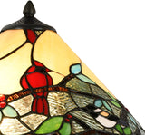 River of Goods Cardinal Stained Glass Table Lamp with 24 Triple-Lit Lights